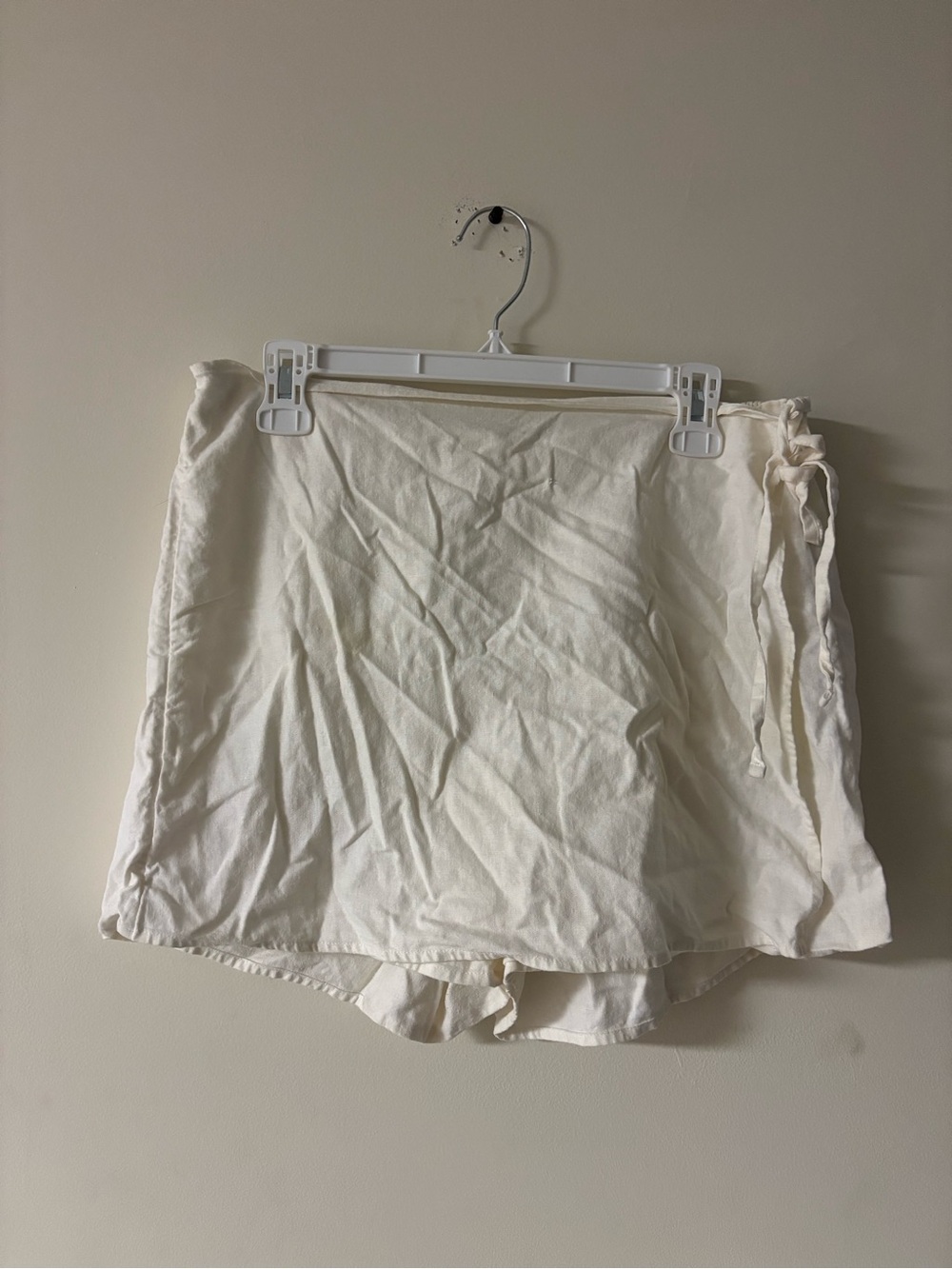 Old Navy Linen Blend Wrap Front Mini Skort Size L White Tie Waist